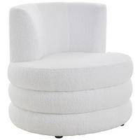 DESIGNSESSEL in Flachgewebe, Teddystoff Weiss  - Weiss/Edelstahlfarben, Trend, Textil/Metall (90/82/85cm) - Livetastic