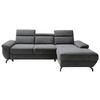 ECKSOFA in Velours Anthrazit  - Anthrazit/Silberfarben, Modern, Textil/Metall (262/182cm) - Trendmanufaktur
