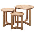 COUCHTISCHSET Asteiche massiv rund Naturfarben, Eichefarben  - Eichefarben/Naturfarben, MODERN, Holz (30-50/30-50/32-42cm) - Xora