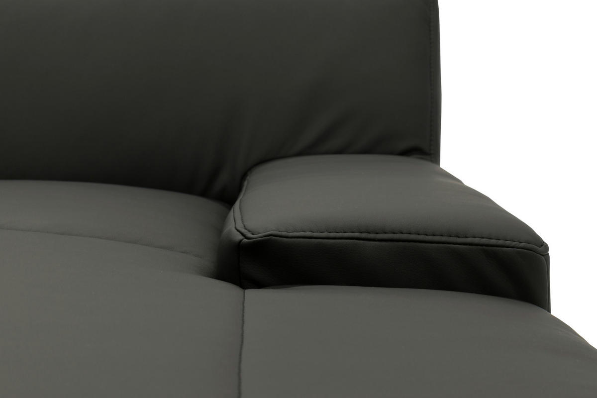 ECKSOFA in Lederlook Schwarz  268/153 cm  - Wengefarben/Schwarz, Design, Holz/Textil (268/153cm) - MID.YOU