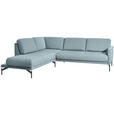 ECKSOFA in Flachgewebe, Struktur Hellblau  - Anthrazit/Hellblau, Design, Textil/Metall (230/254cm) - Ambiente