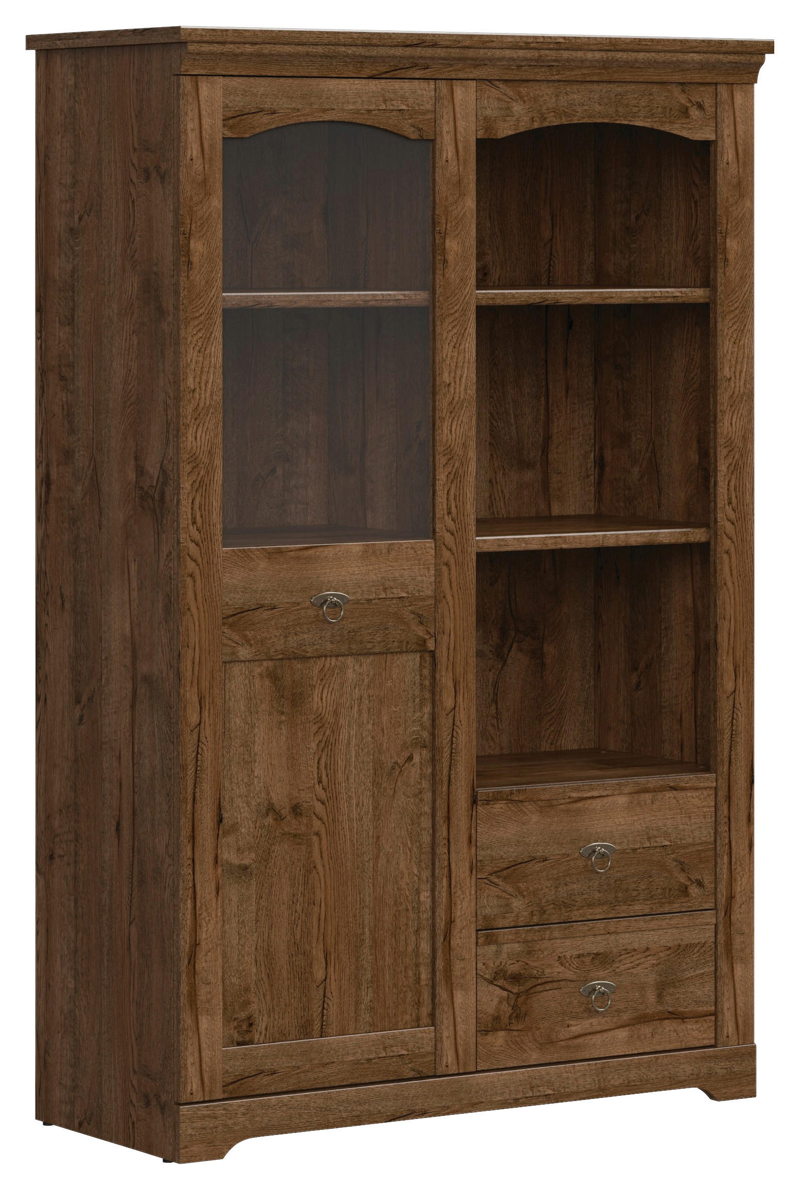 VITRINĂ  in culoare lemn stejar  - argintiu/culoare lemn stejar, Design, plastic/sticlă (103/158,5/44,50cm) - Cantus