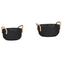 KORBSET 2-teilig  - Schwarz/Naturfarben, LIFESTYLE, Holz (40/26cm)