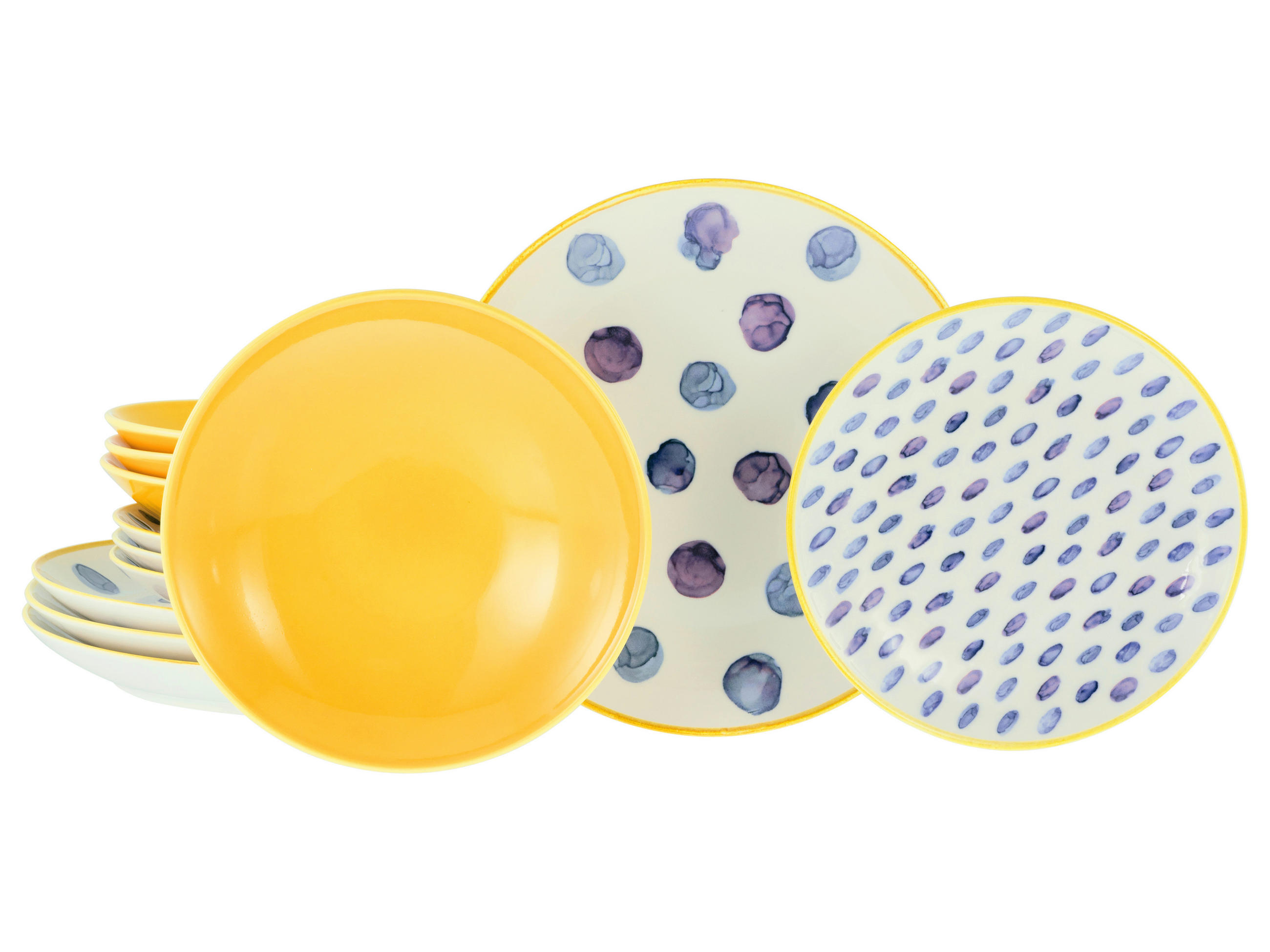TAFELSERVICE Maisie 12-teilig  - Blau/Gelb, Basics, Keramik - Creatable