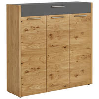 SCHUHSCHRANK Eiche, Balkeneiche furniert Grau, Eichefarben  - Eichefarben/Silberfarben, Design, Holz/Holzwerkstoff (127/126/37cm)