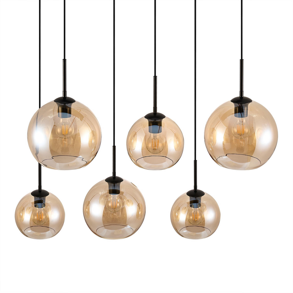 HÄNGELEUCHTE Amelie 97,5/42,5/150 cm   - Bernsteinfarben, Basics, Glas/Metall (97,5/42,5/150cm) - Novel