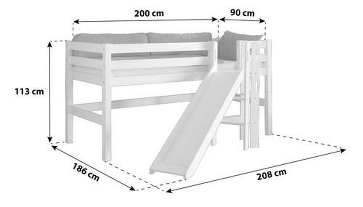 SPIELBETT Buche massiv 90/200 cm Weiß  - Weiß, Design, Holz (90/200cm) - MID.YOU