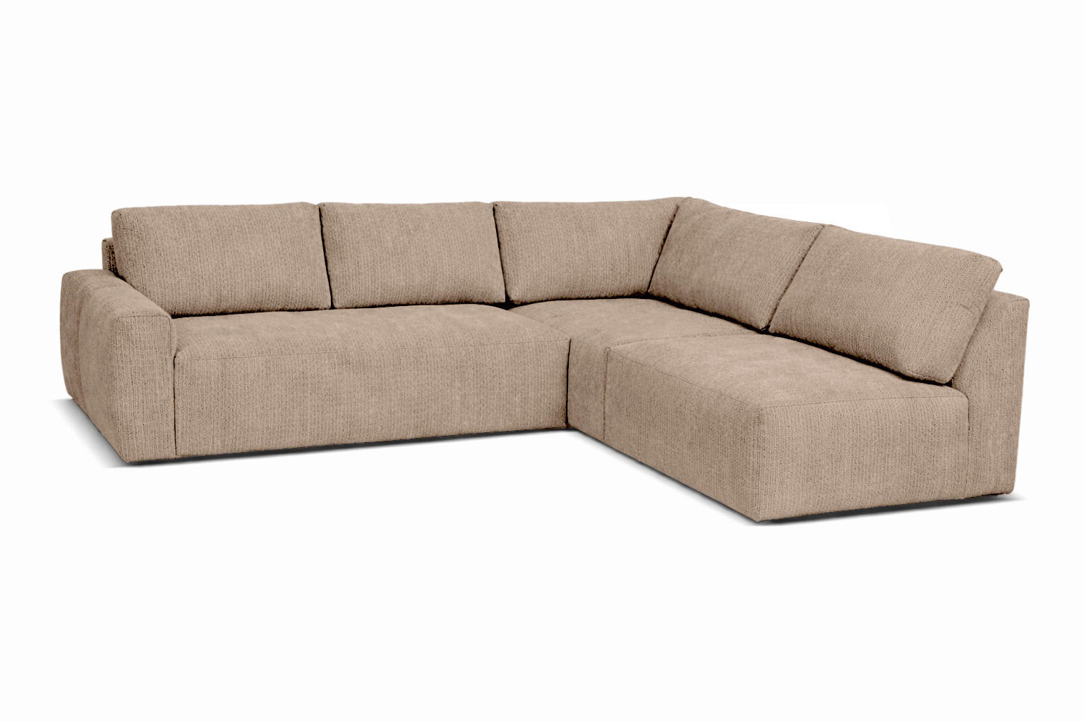 ECKSOFA  MAZA Hellbraun Cord  - Hellbraun/Schwarz, Design, Textil (275/237cm) - Livetastic