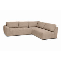 ECKSOFA  MAZA Hellbraun Cord  - Hellbraun/Schwarz, Design, Textil (275/237cm) - Livetastic
