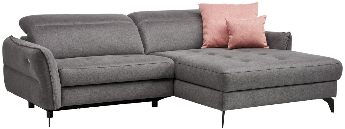 ECKSOFA Flachgewebe Anthrazit  - Anthrazit/Schwarz, Design, Textil/Metall (246/175cm) - Celina