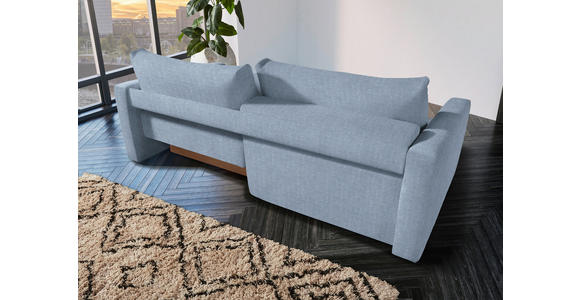 2,5-SITZER in Flachgewebe Hellblau - Schwarz/Hellblau, Design, Kunststoff/Textil (240/70/125cm) - Xora
