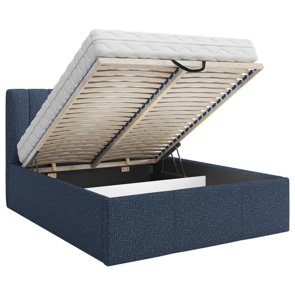 Thumbnail - Boxxx Polsterbett, Dunkelblau, Textil, Hartholz, H3 + H4, Höhe ca. 17 cm, 140x200 cm, Oeko-Tex® Standard 100, gepolstert...