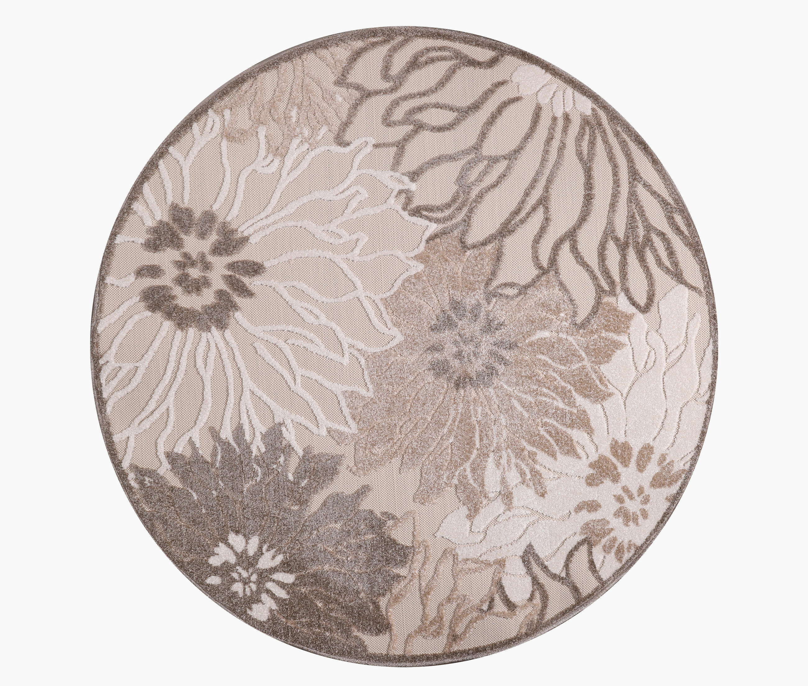 PREPROGA ZA ZUNANJO UPORABO  Floral      150 cm   tkano  rjava, krem barve, bež  - krem barve/bež, Trendi, umetna masa/tekstil (150cm)