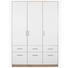DREHTÜRENSCHRANK in Weiß, Eichefarben - Eichefarben/Alufarben, KONVENTIONELL, Holzwerkstoff/Kunststoff (136/197/54cm) - Carryhome DREHTÜRENSCHRANK in Weiß, Eichefarben - Eichefarben/Alufarben, KONVENTIONELL, Holzwerkstoff/Kunststoff (136/197/54cm) - Carryhome