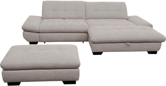 ECKSOFA  in Mikrofaser Hellgrau  290/198 cm  - Hellgrau/Schwarz, Design, Textil/Metall (290/198cm) - Xora