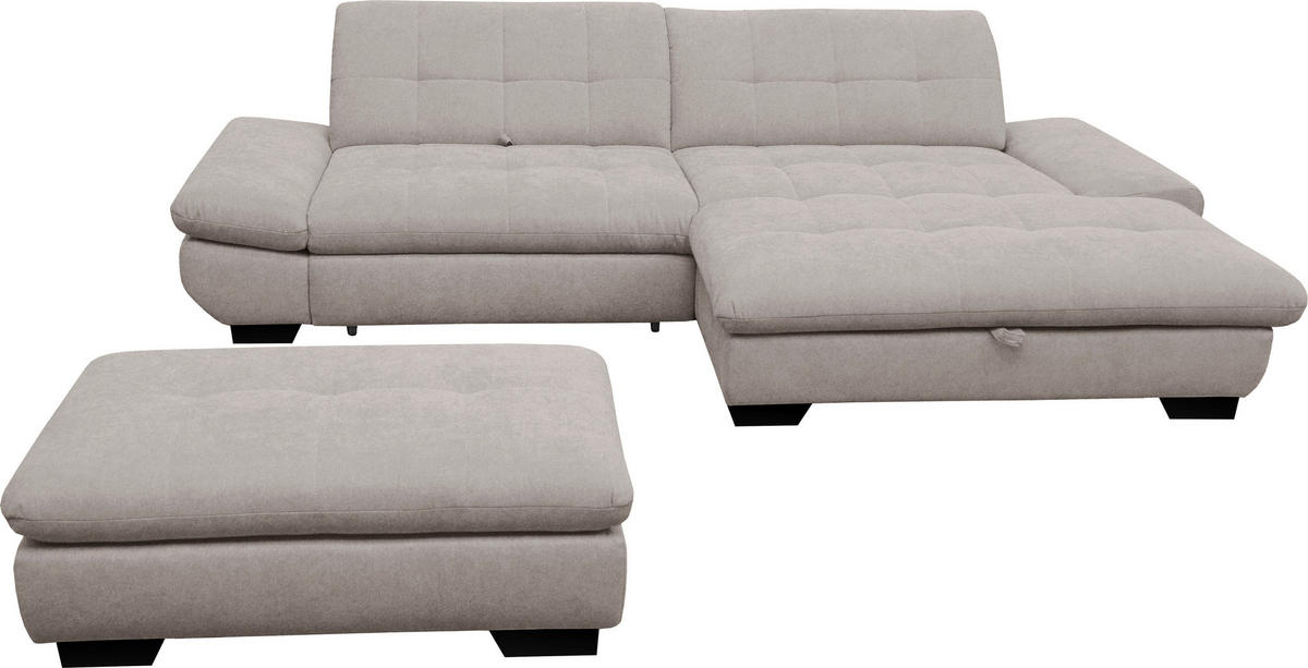 ECKSOFA in Mikrofaser Hellgrau  - Hellgrau/Schwarz, Design, Textil/Metall (290/198cm) - Xora