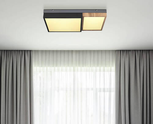 LED-DECKENLEUCHTE 30 W    65/35/9 cm  - Weiss/Opal, Natur, Holzwerkstoff/Kunststoff (65/35/9cm) - Globo