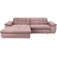 ECKSOFA  in Mikrofaser Altrosa Rücken echt, Kopfteilverstellung  180/265 cm  - Chromfarben/Altrosa, Design, Textil/Metall (180/265cm) - Carryhome