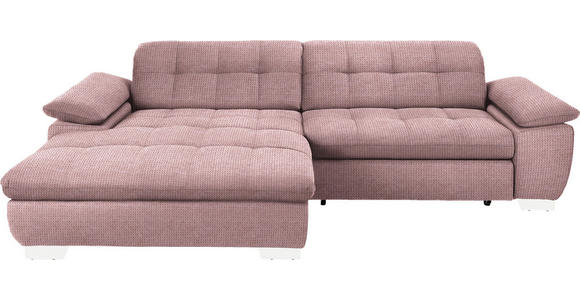 ECKSOFA  in Mikrofaser Altrosa Rücken echt, Kopfteilverstellung  180/265 cm  - Chromfarben/Altrosa, Design, Textil/Metall (180/265cm) - Carryhome