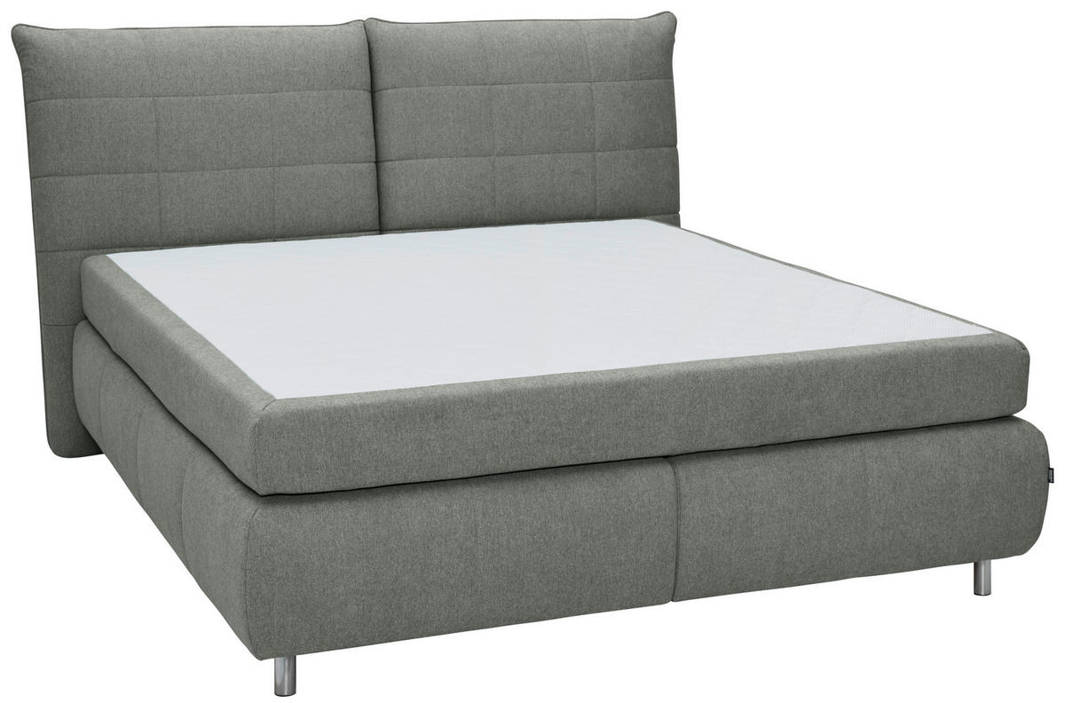 BOXSPRINGBETT  Grau  - Edelstahlfarben/Grau, Konventionell, Textil (180/200cm) - Dieter Knoll