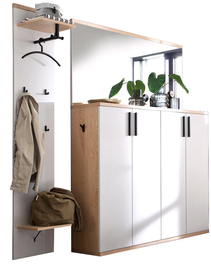 GARDEROBE Grau, Eichefarben - Eichefarben/Grau, Design, Glas/Holz (216/201/35cm) - Cassando
