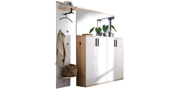 GARDEROBE 3-teilig in 216/201/35 cm - Eichefarben/Grau, Design, Glas/Holz (216/201/35cm) - Moderano