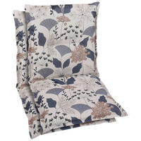 SESSELAUFLAGENSET in Beige, Blau Floral  - Blau/Beige, Basics, Textil (50/6/100cm)