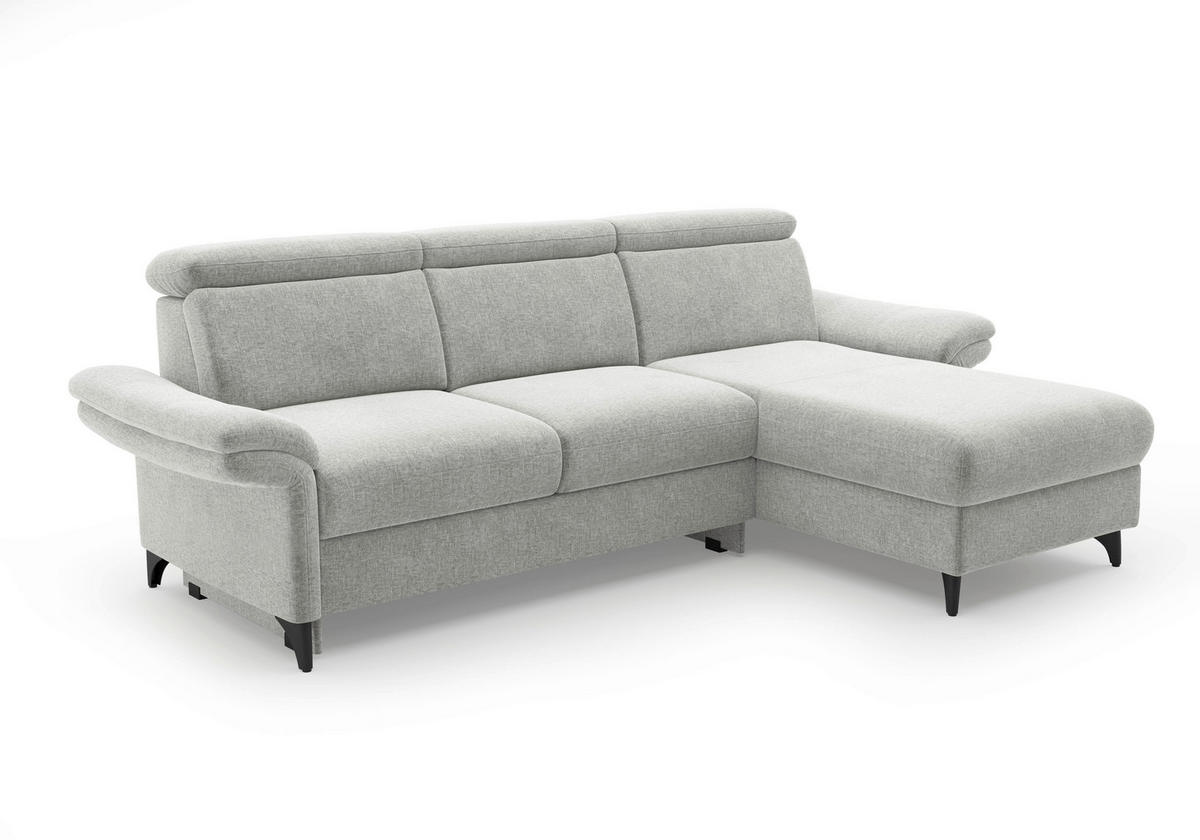 ECKSOFA Flachgewebe Hellgrau  - Hellgrau/Schwarz, Konventionell, Textil/Metall (253/166cm) - Sit & More