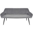 SITZBANK 163/83/63 cm Samt Grau, Schwarz  - Schwarz/Grau, Design, Textil/Metall (163/83/63cm) - Novel