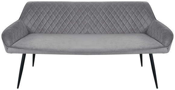 SITZBANK 163/83/63 cm Samt Grau, Schwarz  - Schwarz/Grau, Design, Textil/Metall (163/83/63cm) - Novel