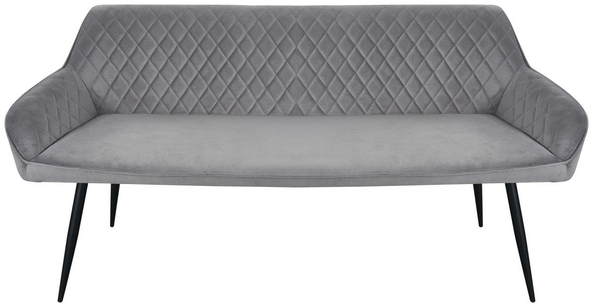 SITZBANK 163/83/63 cm Samt Grau, Schwarz  - Schwarz/Grau, Design, Textil/Metall (163/83/63cm) - Novel