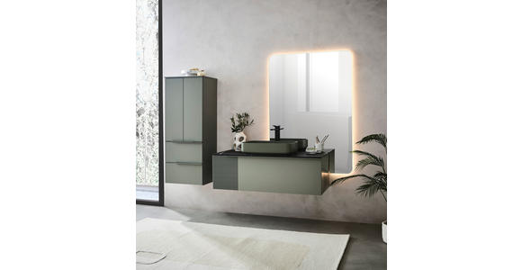 MIDISCHRANK 50/125/37 cm  - Schwarz/Hellgrün, KONVENTIONELL, Glas/Holzwerkstoff (50/125/37cm) - Dieter Knoll