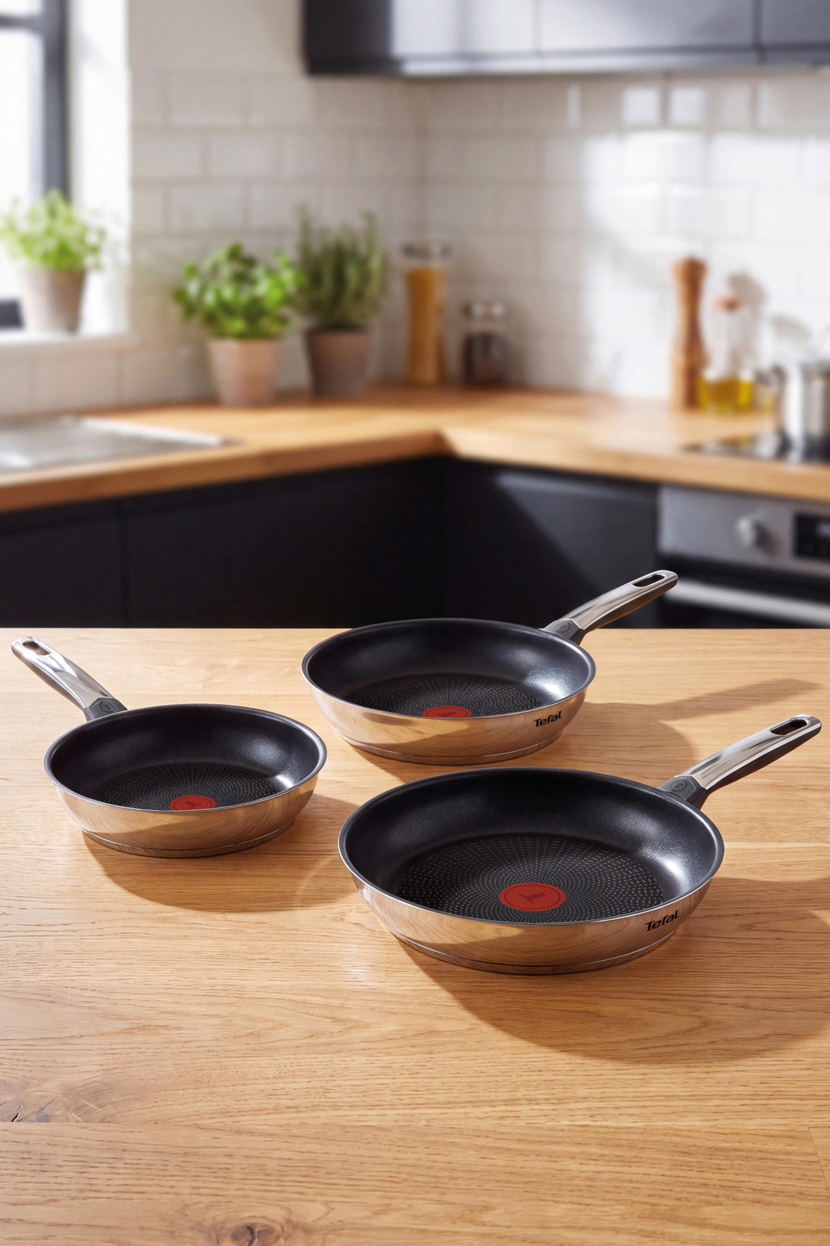SERPENYŐKÉSZLET 3 részes  - szürke, Basics, fém (16,4cm) - Tefal