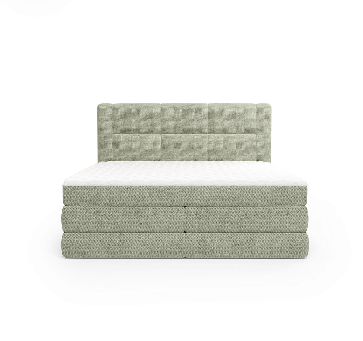 BOXSPRINGBETT 180/200 cm,  in Grün, gepolstertes Kopfteil, Bettkasten, Topper, Wendematratze mit unterschiedlichen Härtegraden, H2 + H3 = mittel + fest  - Schwarz/Grün, Design, Kunststoff/Textil (180/200cm) - Esposa