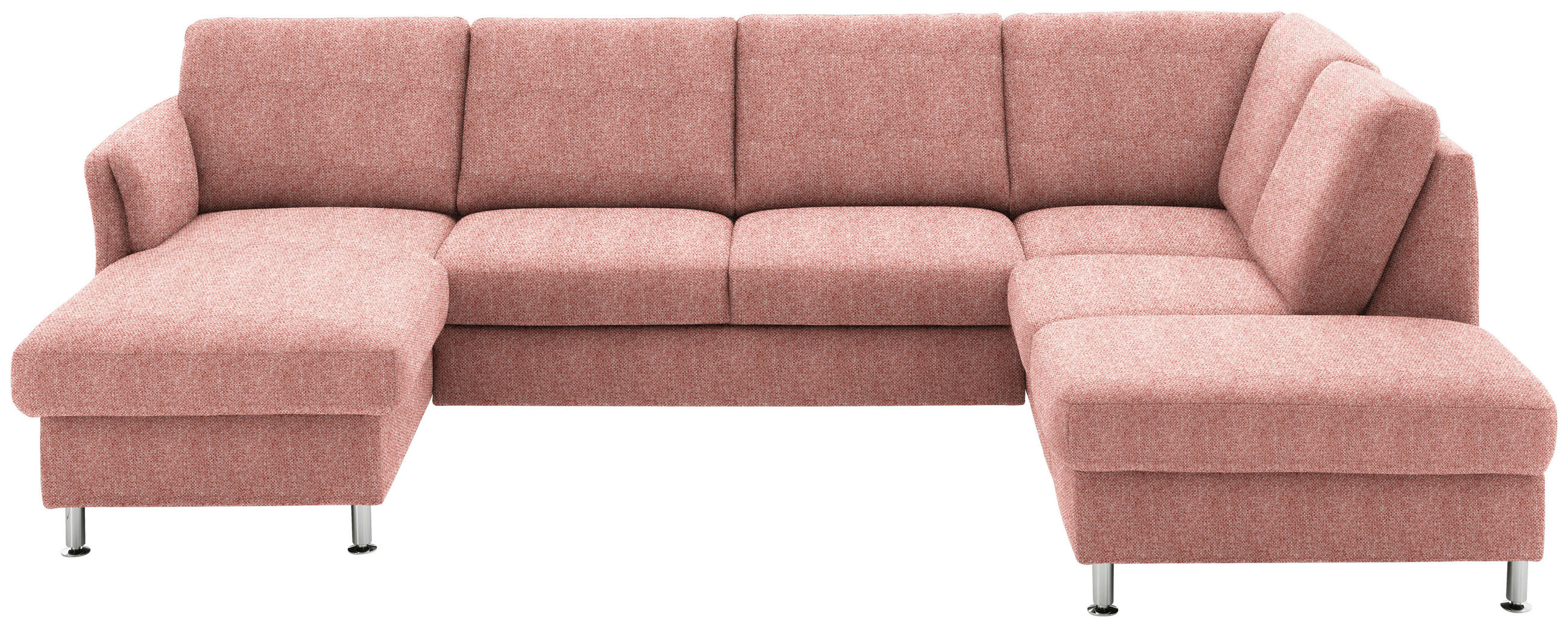 WOHNLANDSCHAFT in Flachgewebe Rot  - Chromfarben/Rot, KONVENTIONELL, Textil/Metall (168/305/200cm) - Voleo