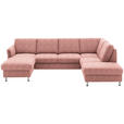 WOHNLANDSCHAFT in Flachgewebe Rot - Chromfarben/Rot, KONVENTIONELL, Textil/Metall (168/305/200cm) - Voleo