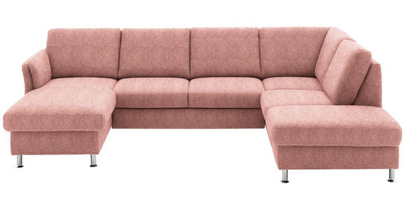 WOHNLANDSCHAFT in Flachgewebe Rot - Chromfarben/Rot, KONVENTIONELL, Textil/Metall (168/305/200cm) - Voleo