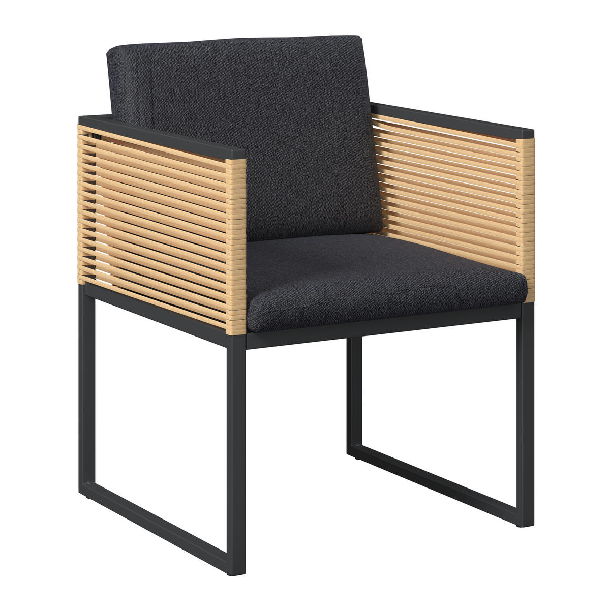 BALKONSET  3-teilig  - Dunkelgrau/Anthrazit, MODERN, Kunststoff/Textil (69,5/74/70cm) - Ambia Garden