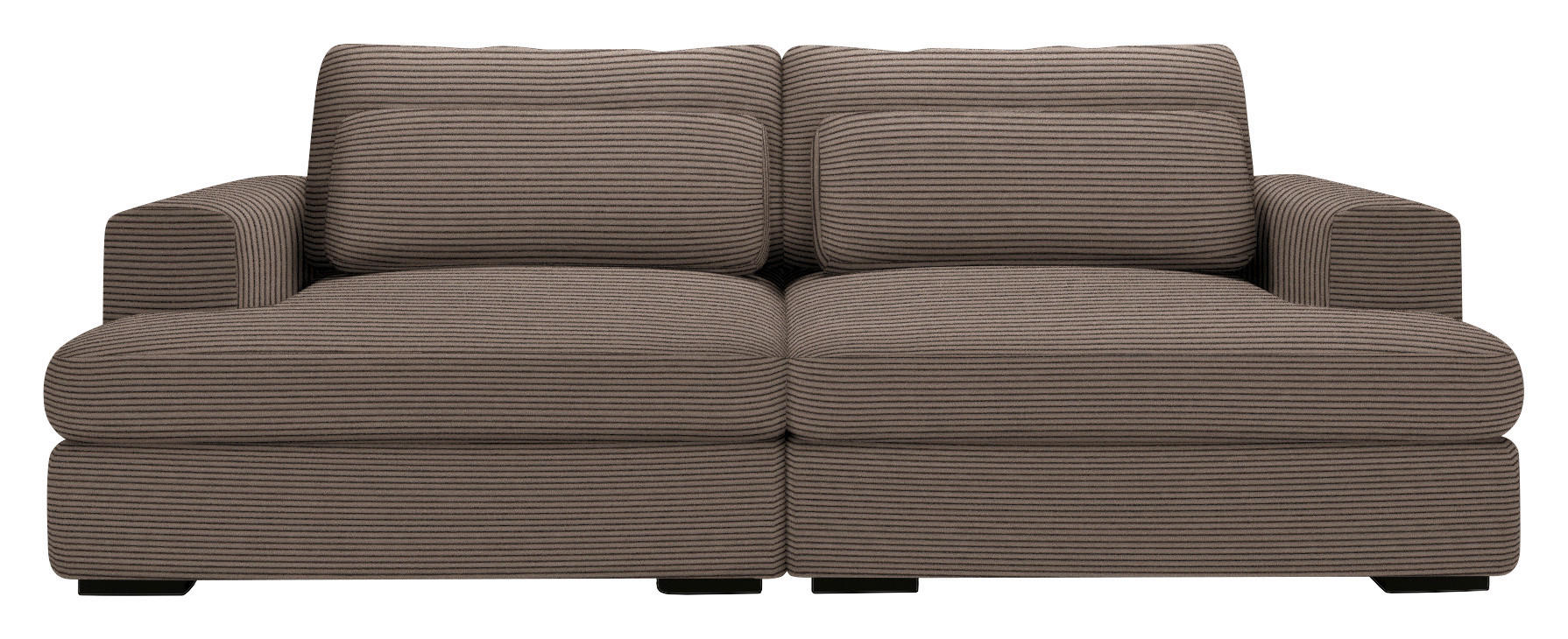 BIGSOFA Cord Braun  - Schwarz/Braun, Design, Textil (218/80/158cm) - Lomoco