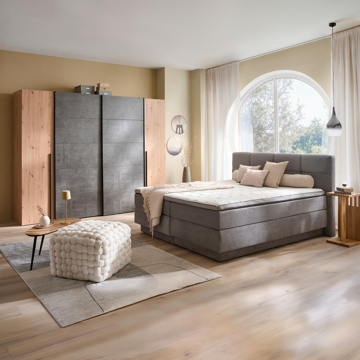 BOXSPRINGBETT 180/200 cm  Grau  - Schwarz/Grau, Konventionell, Kunststoff/Textil (180/200cm) - Carryhome