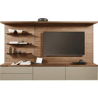 WOHNWAND  Taupe, Nussbaumfarben 270/182/46 cm  - Taupe/Nussbaumfarben, Design, Glas/Holz (270/182/46cm) - Belluti