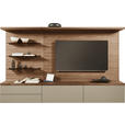 WOHNWAND  in Taupe, Nussbaumfarben  270/182/46 cm  - Taupe/Nussbaumfarben, Design, Glas/Holz (270/182/46cm) - Belluti