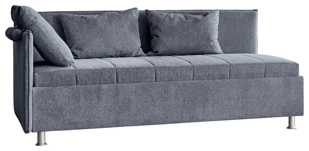 POLSTERLIEGE in Flachgewebe Graublau  - Weiss/Graublau, Konventionell, Holz/Holzwerkstoff (90/200cm) - Beldomo Style