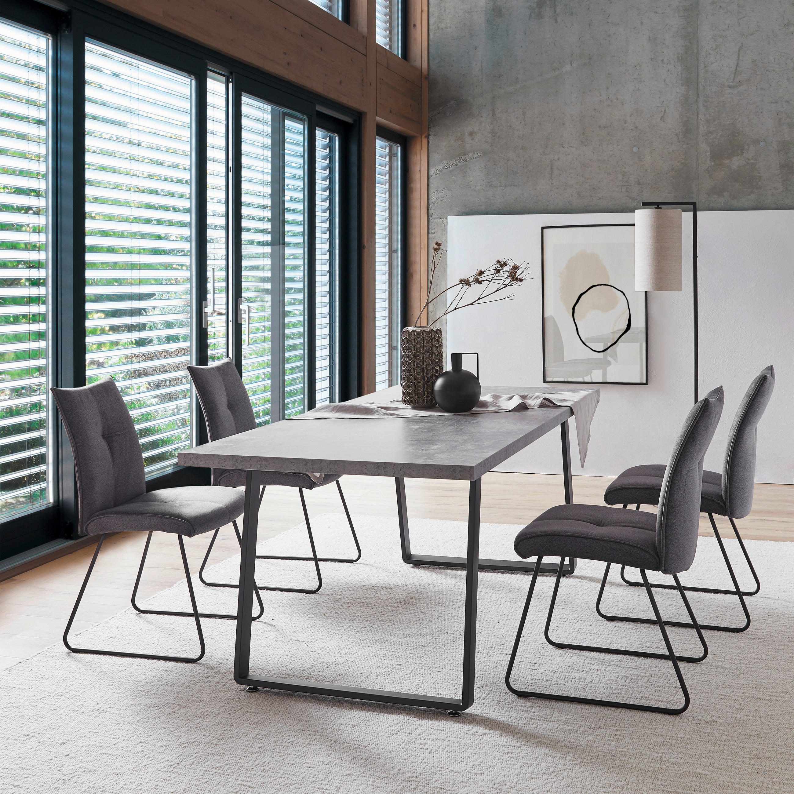 ESSTISCH 180/90/76 cm Metall Grau rechteckig - Schwarz/Grau, Design, Metall (180/90/76cm) - Carryhome