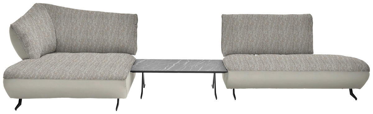 ECKSOFA  in Webstoff, Struktur Naturfarben, Sandfarben  172/265 cm  - Sandfarben/Anthrazit, Design, Textil/Metall (172/265cm) - Joop!