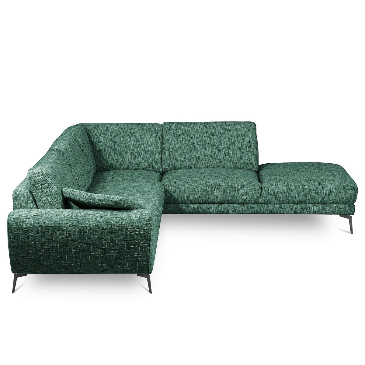 ECKSOFA SPRING Grün Webstoff Zierkissen  - Schwarz/Grün, Design, Textil/Metall (273/250cm) - Livetastic
