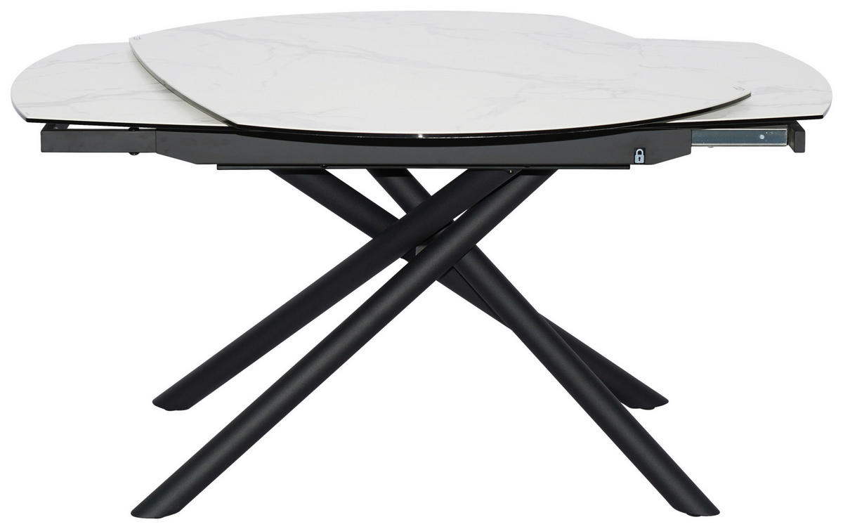 ESSTISCH in Metall, Glas, Keramik 130-190/100/77 cm  - Schwarz/Weiß, Design, Glas/Keramik (130-190/100/77cm) - Novel