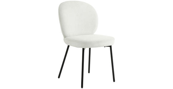STUHL in Eisen Leinenoptik Holz, Metall, Textil - Schwarz/Weiß, Design, Holz/Textil (49/86/64cm) - Ambia Home
