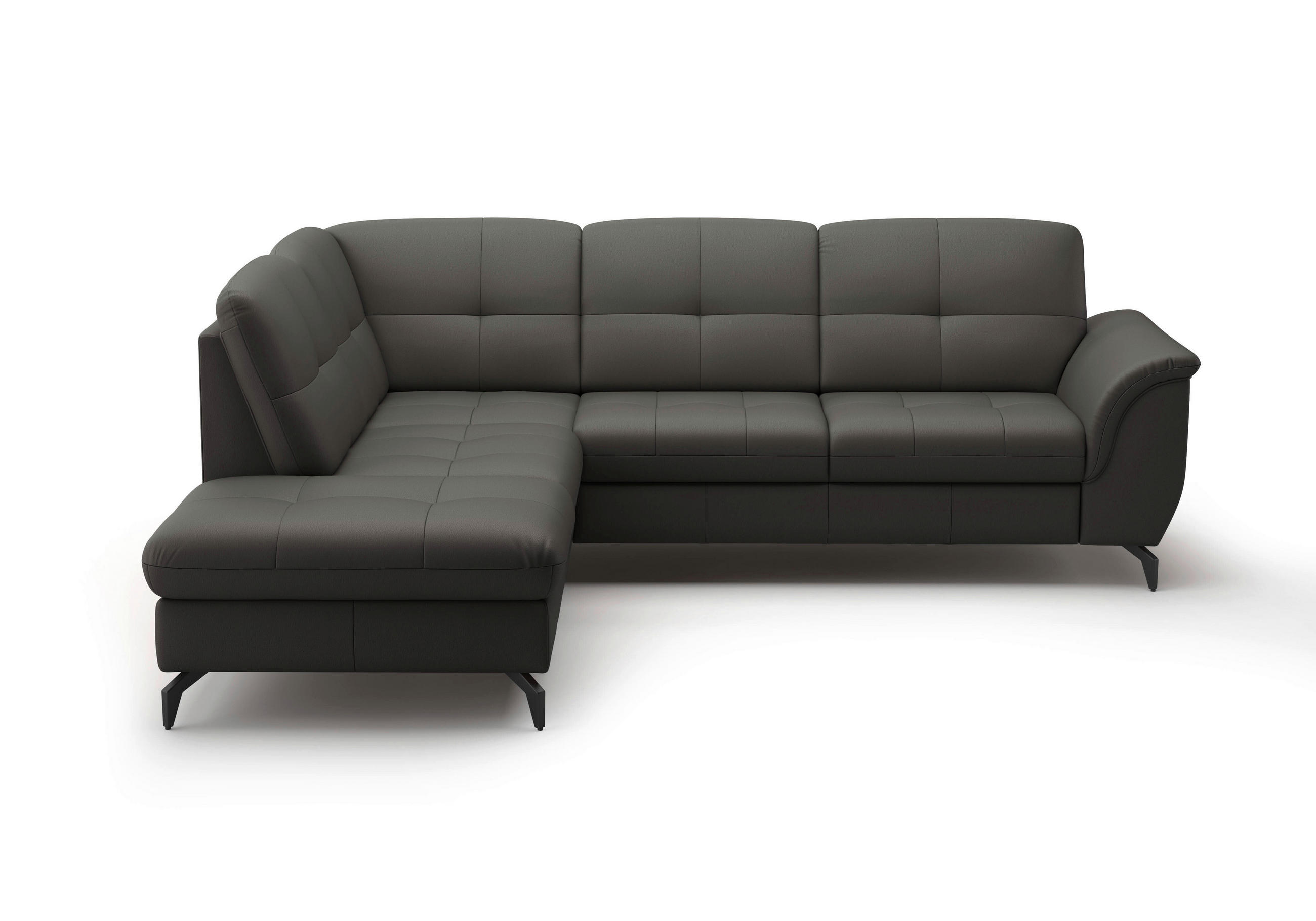 ECKSOFA in Vliesstoff Kombination Echtleder/Stoff Anthrazit  212/244 cm  - Anthrazit/Schwarz, MODERN, Leder/Textil (212/244cm) - Sit & More