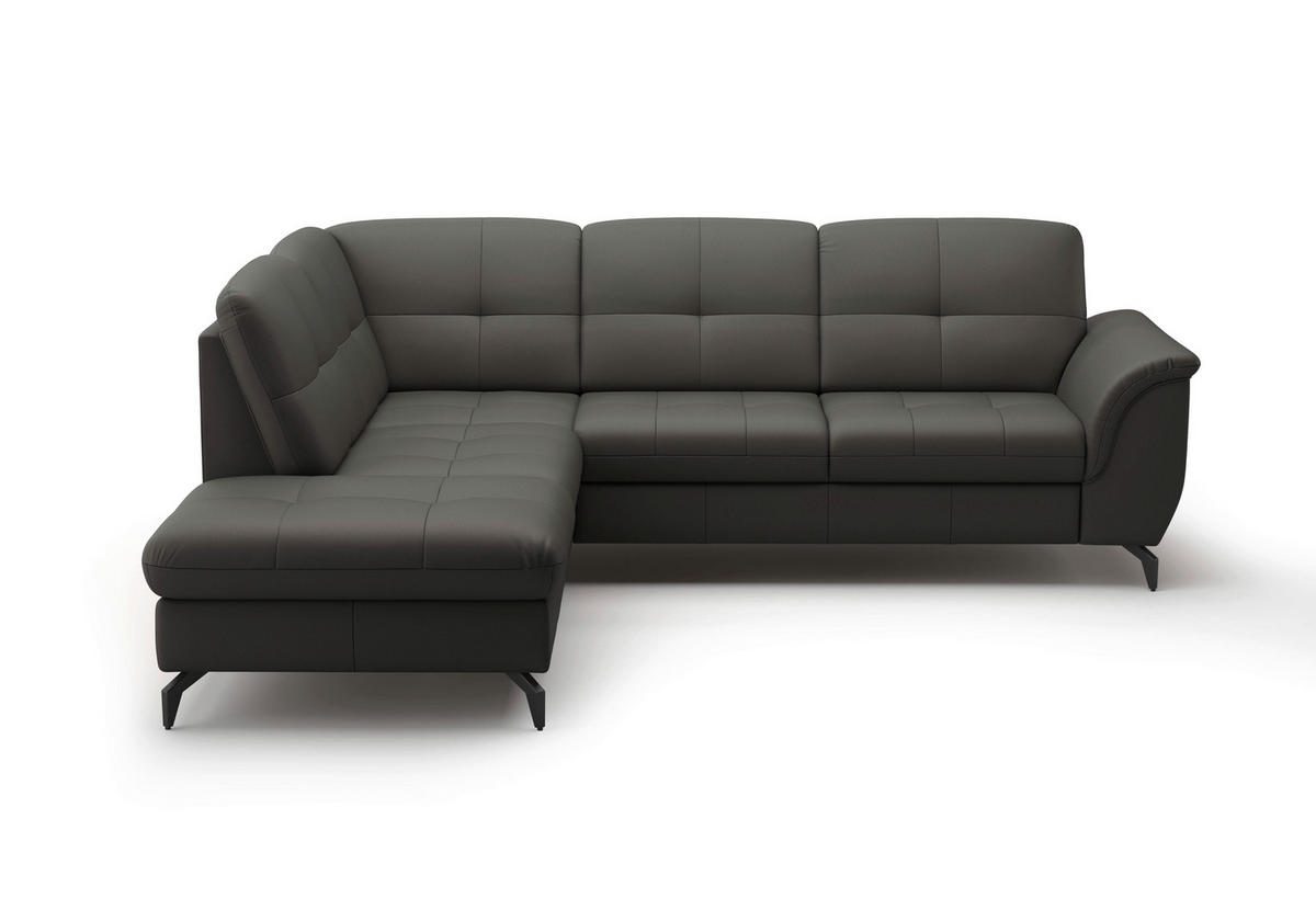 ECKSOFA in Vliesstoff Kombination Echtleder/Stoff Anthrazit  212/244 cm  - Anthrazit/Schwarz, MODERN, Leder/Textil (212/244cm) - Sit & More